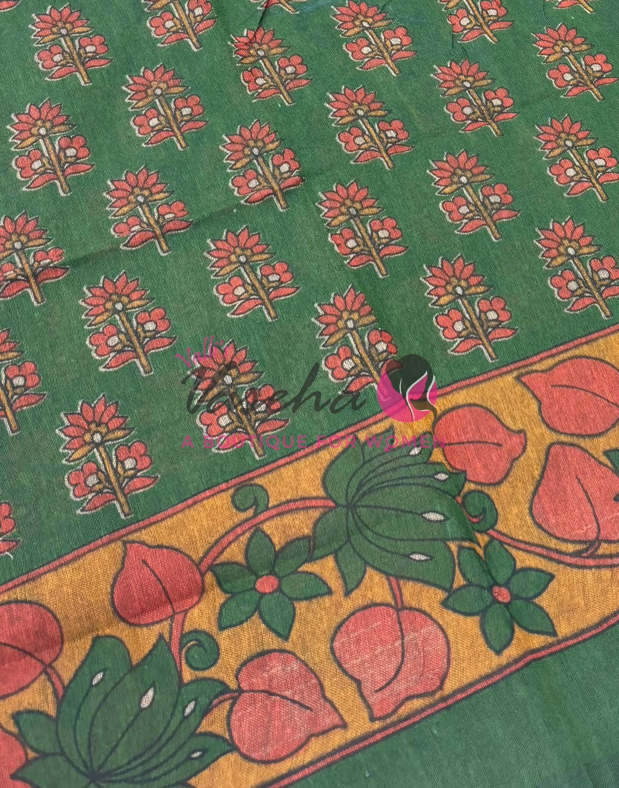 Handloom Cotton Sarees with Kalamkari Blouse - VVKCK003
