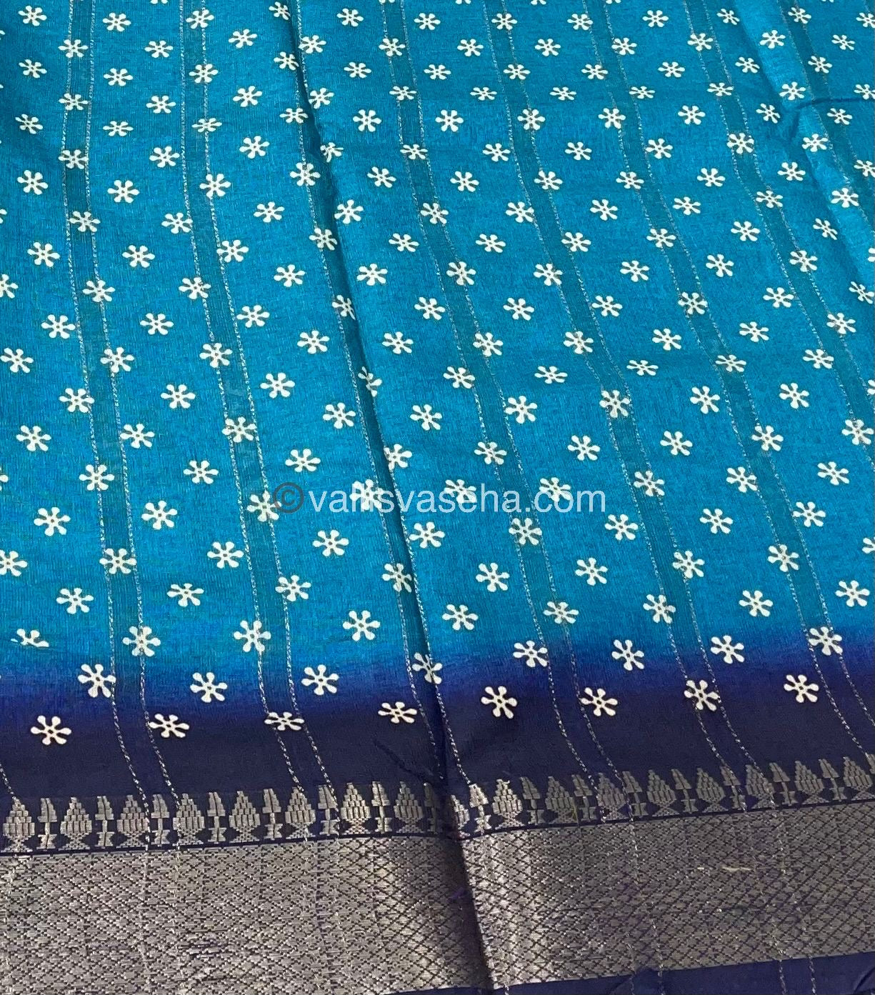 Chanderi Mixed Cotton Saree - Varli Prints - VVMCV001