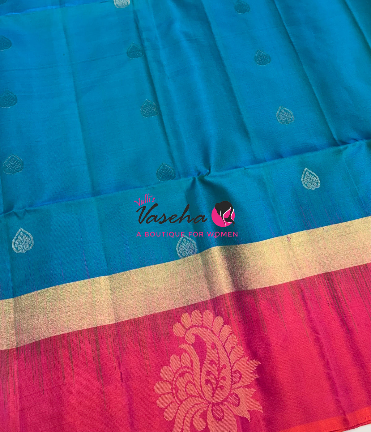 Pure Soft Silk Saree - Blue & Peachish Pink - VVPSS121