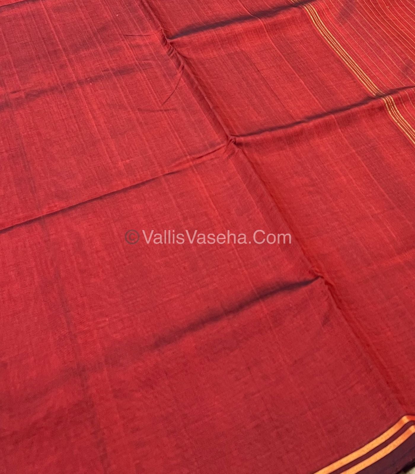 Pure Silk Cotton Sarees - Rust Orange Shade - VVPSC003