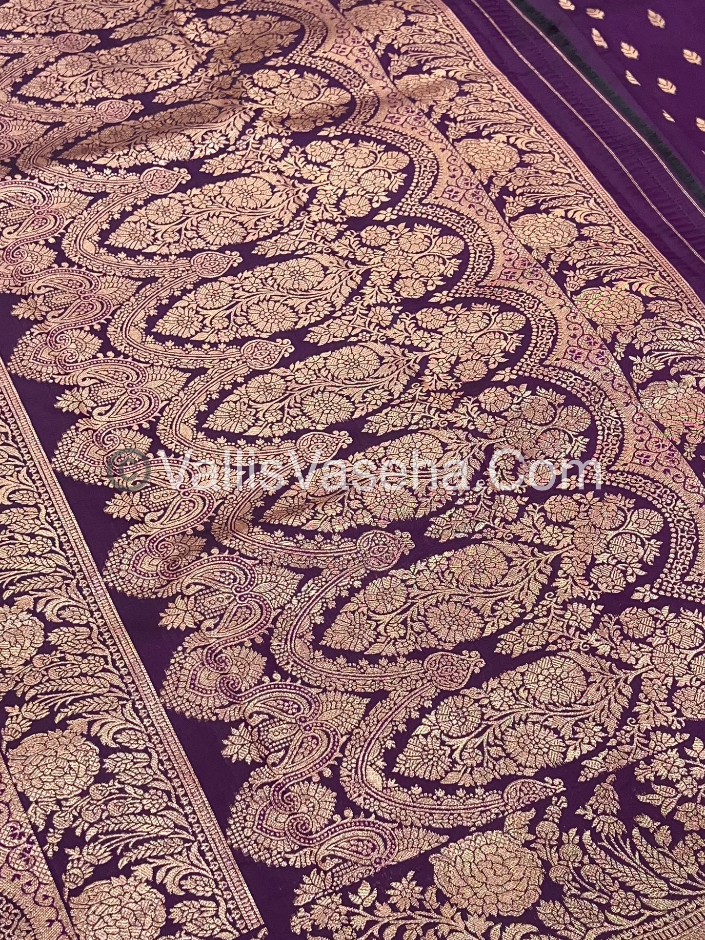 Semi Soft Silk with Border - Dark Purple Shade -VVSSS012