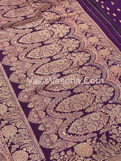 Semi Soft Silk with Border - Dark Purple Shade -VVSSS012