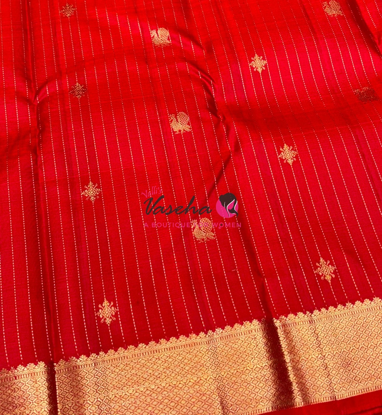 Pure Kanchipuram Silk Saree - Vairavoosi Design  - Orangish Red Combo - VVPS014