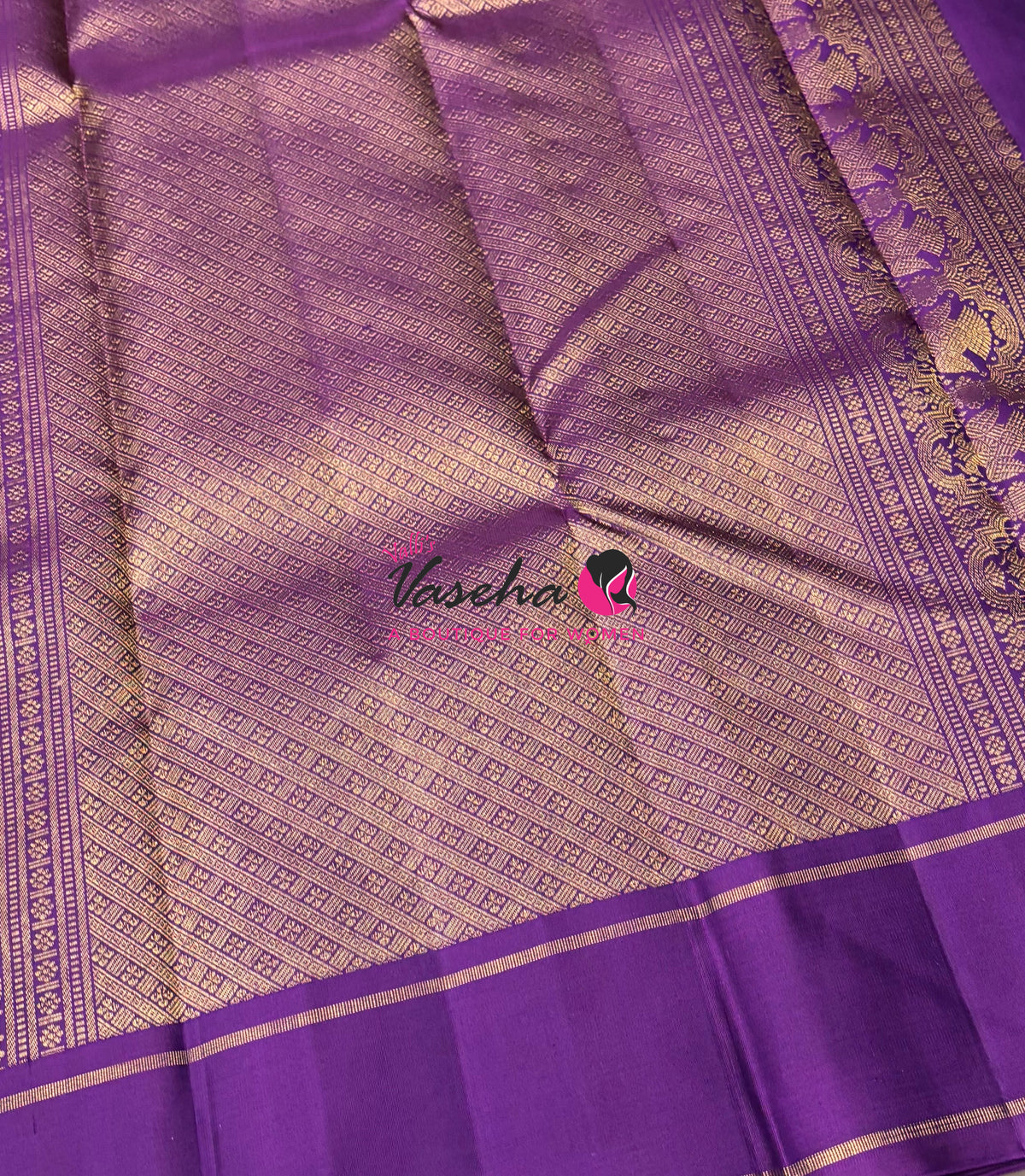 Pure Kanchipuram Silk Saree - Vairavoosi Design  - Light Lavender With Purple - VVPS059