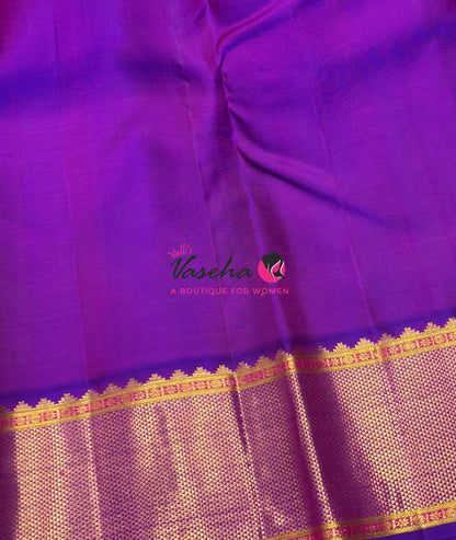 Pure Vintage Korvai Kanchipuram Silk Saree - Light Blue & Purple Combo - VVPS034