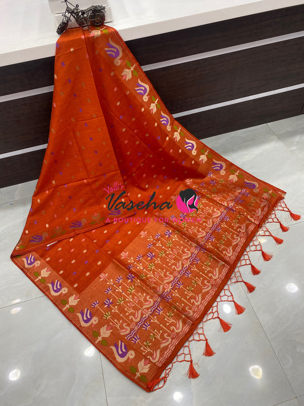 Banarasi - Heritage Meenakari Silk - Orange Shade - VVBHS014