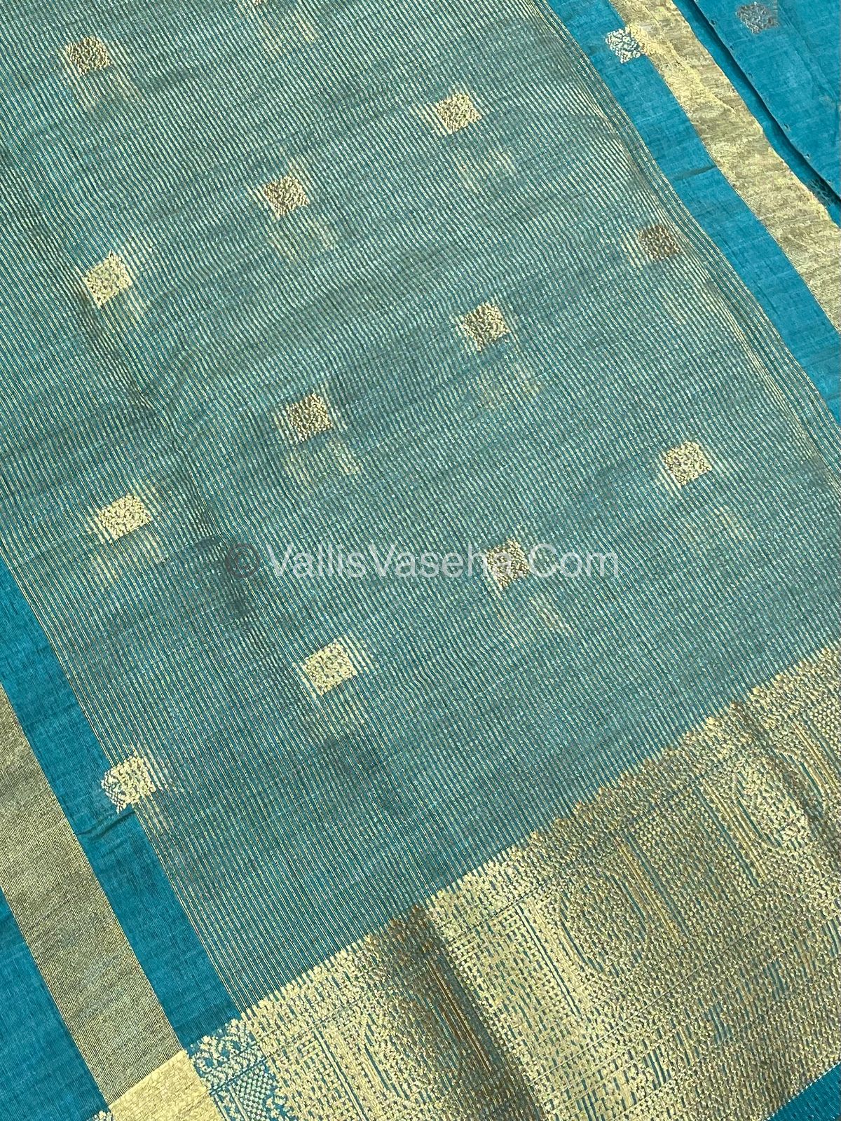Semi Tussar Silk Saree |Turquoise Blue shade |VVSTS045