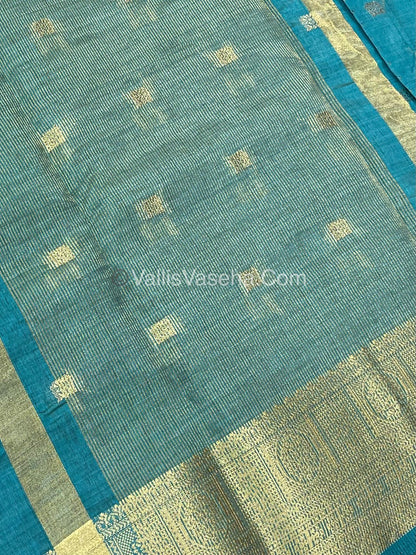 Semi Tussar Silk Saree |Turquoise Blue shade |VVSTS045