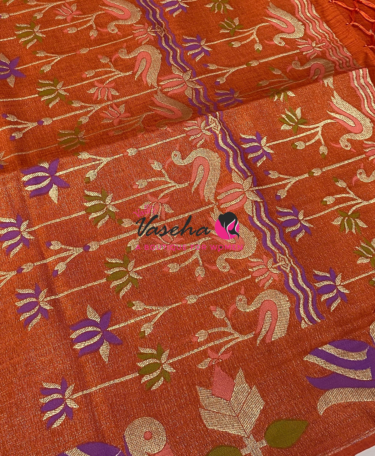 Banarasi - Heritage Meenakari Silk - Orange Shade - VVBHS014