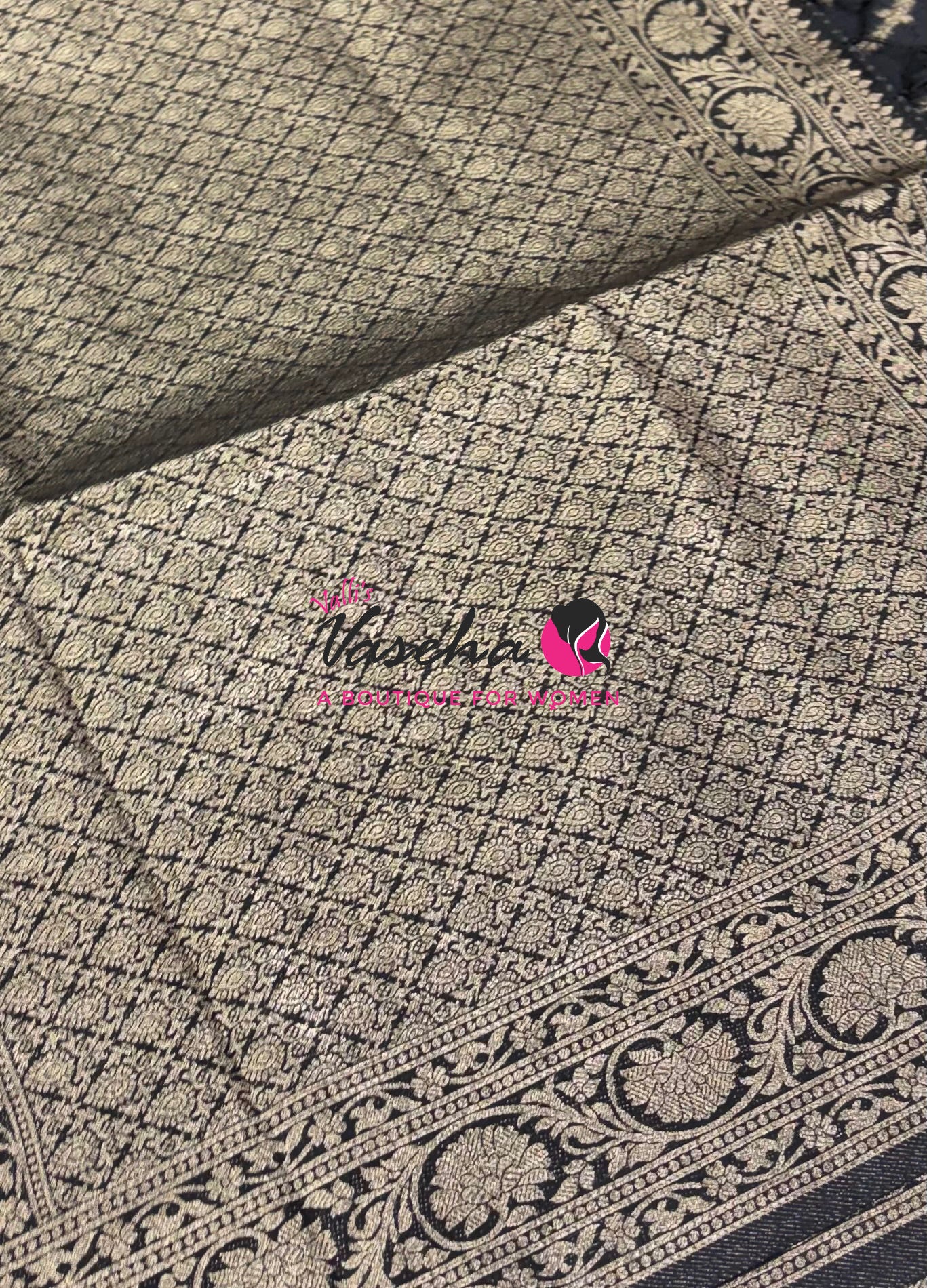 Banarasi - Heritage Silk - Semi Kathan Silk - Black  Shade- VVBHS001