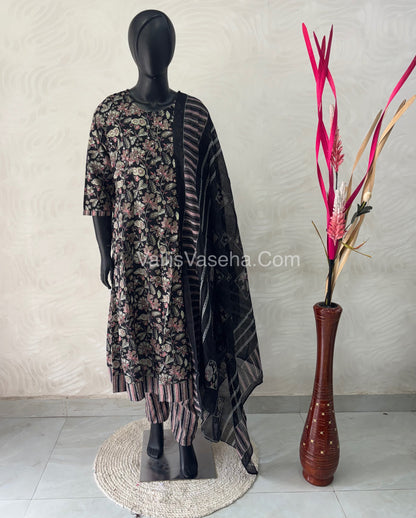 Ready Made - Anarkali - Salwar, Kameez & Duppatta(3pc)- Printed Cotton - VVAS006