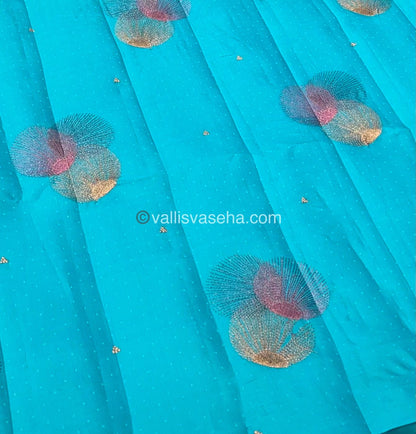 Pre Booking [4-6 Weeks]|Butter Silk - Blue & Pink Combo - VVBS001