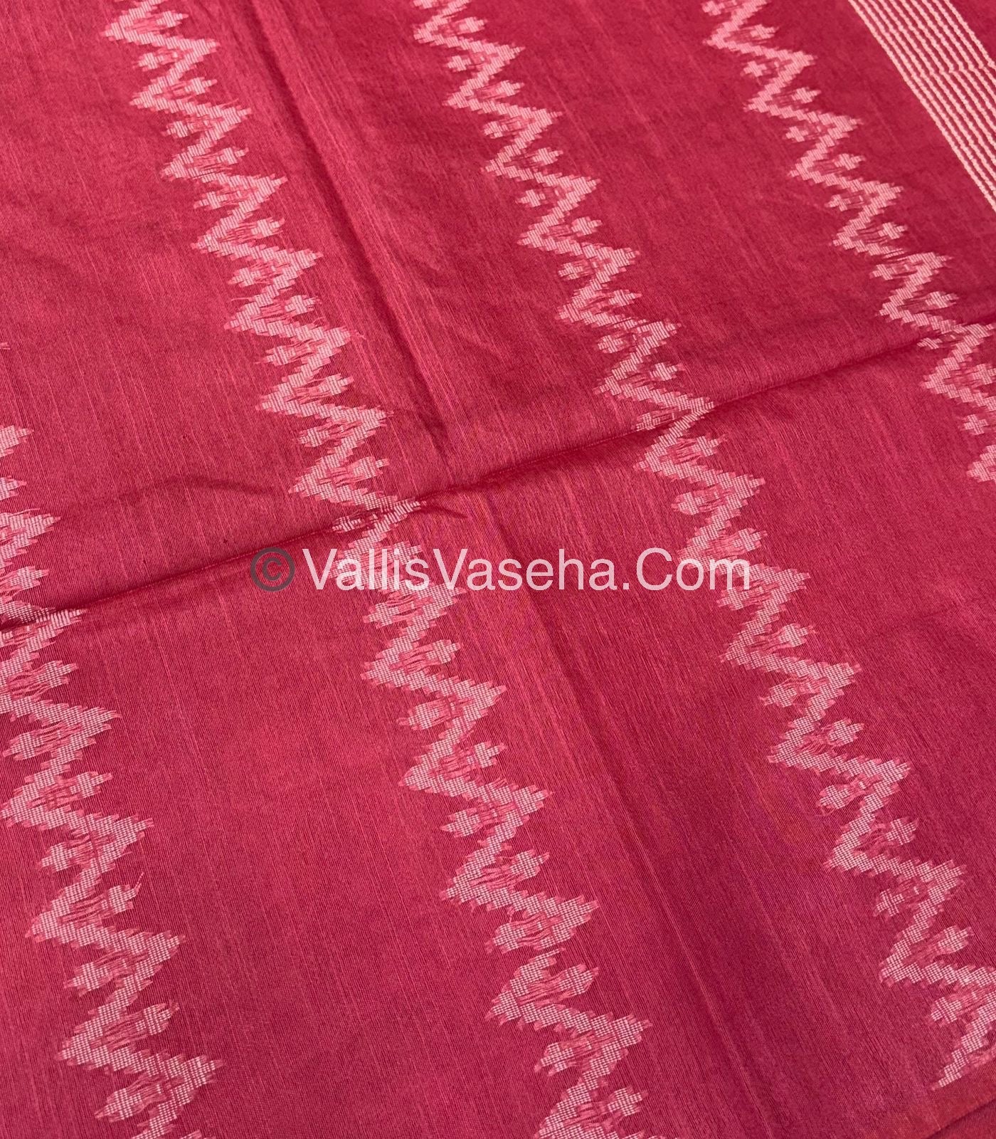 Bhagalpuri Silk - Dark Orange With Pink - VVBS005