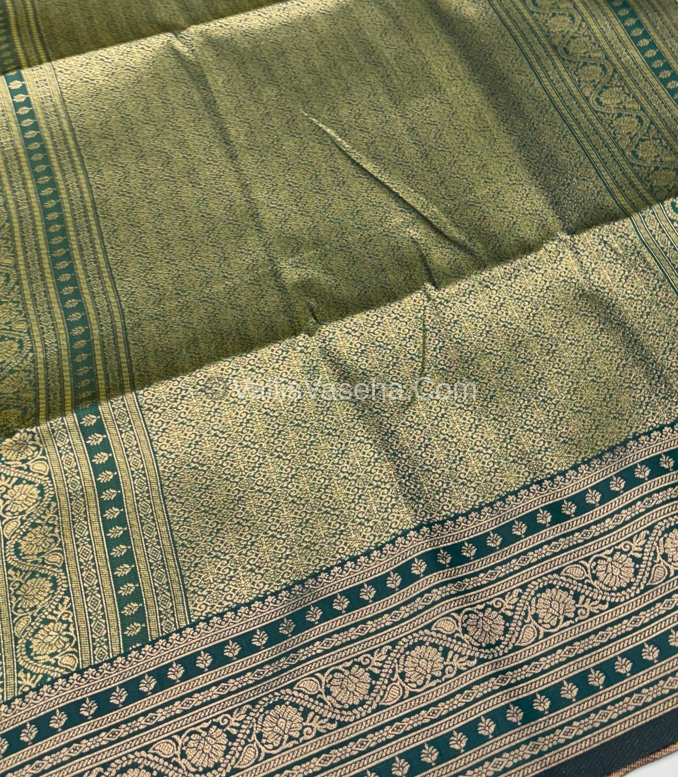Semi Soft Silk - Light Green With Green Shade -VVSSS031 - 4