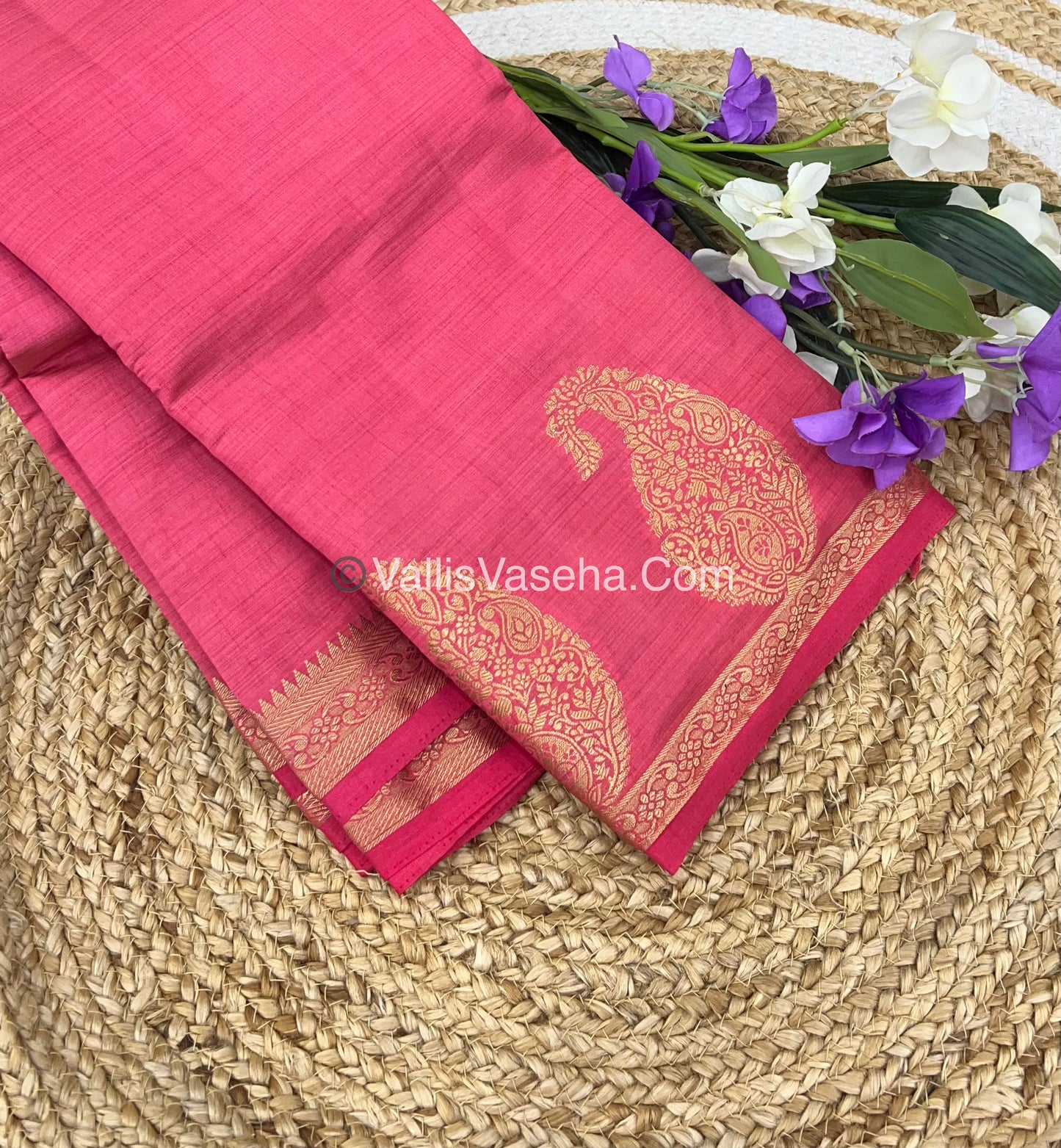 Semi Tussar Silk  - Pink Shade - Small Mango Butta - VVSTS002
