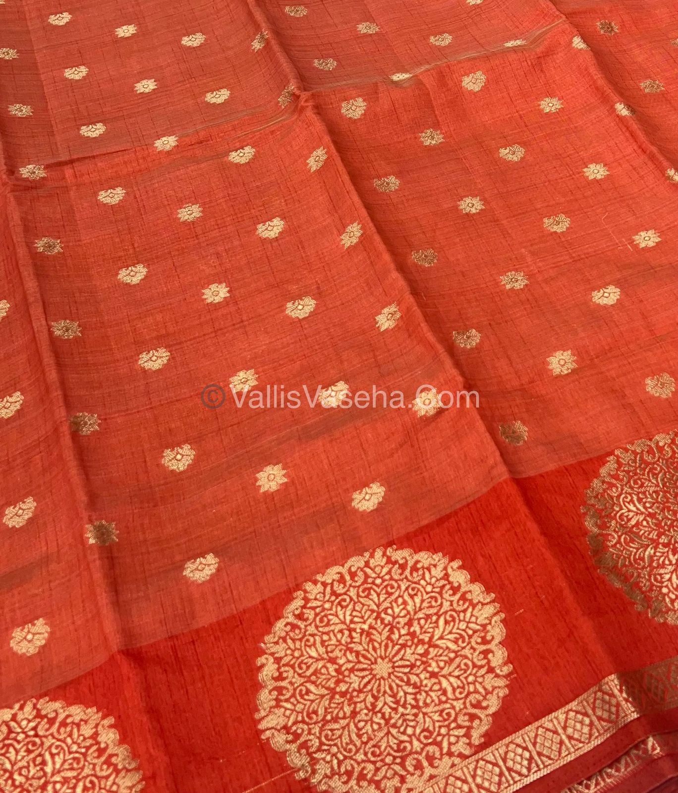 Semi Tussar Silk Saree -  Orange shade - VVSTS035