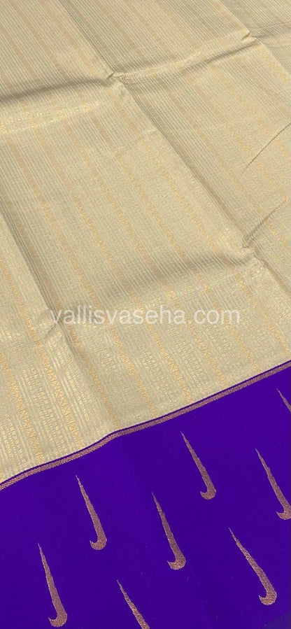 Kanchi Semi Silk - Creamish Grey with Violetish Purple - VVKSS001