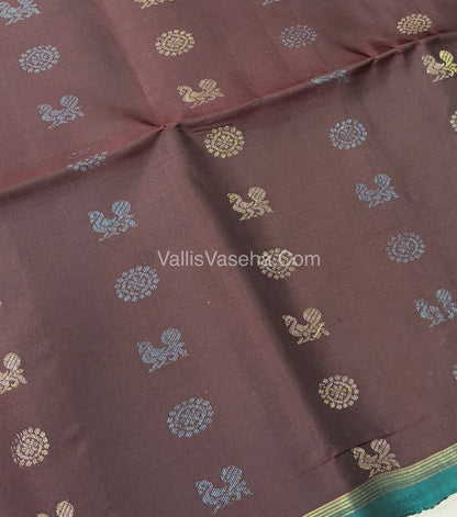 Pure Soft Silk Saree  - Brown & Blue Combo  - VVPSS055