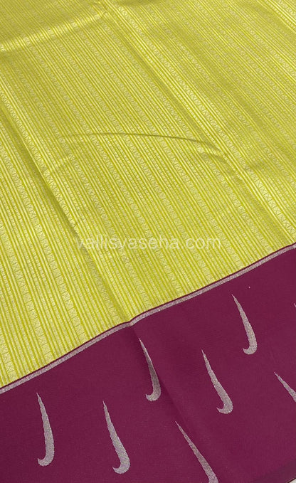 Kanchi Semi Silk - Lemon Green with Merunish Purple - VVKSS001