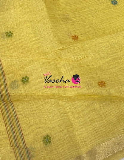 Muga Cotton Saree - Yellow Shade - VVMCS002