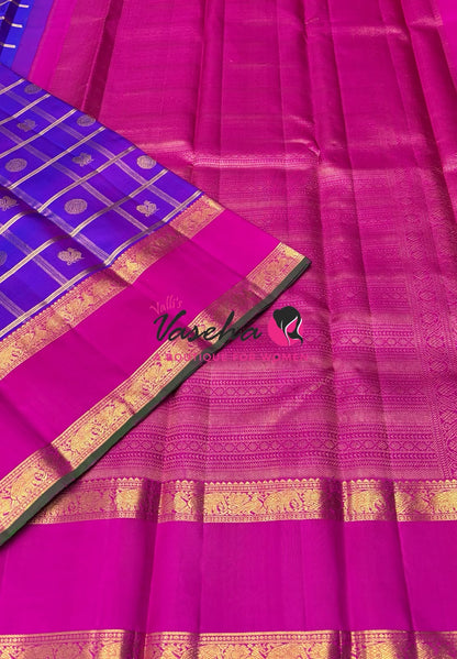 Pure Bridal Kanchipuram Silk Saree -  Purple & Pink Combo - VVPS076