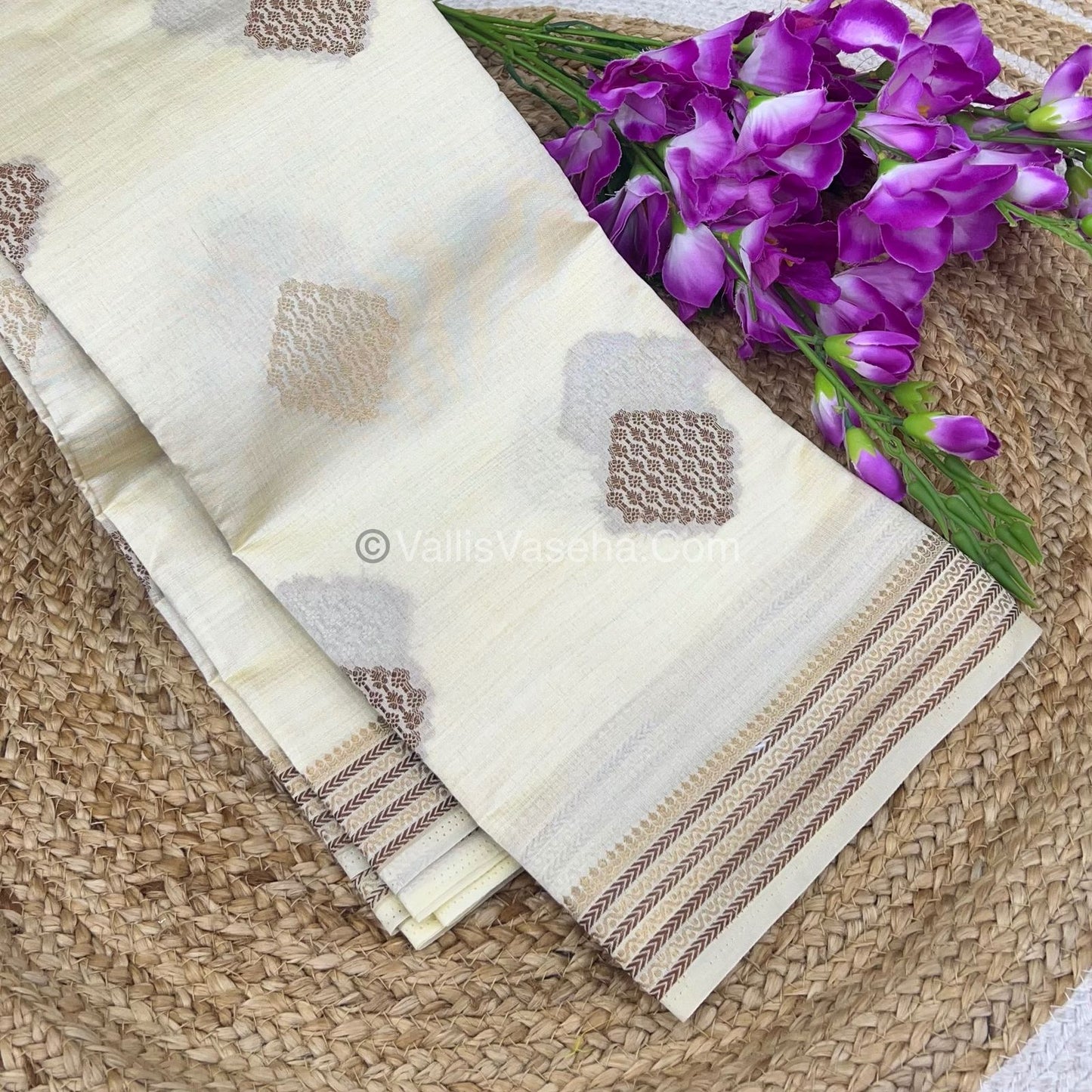 Semi Tussar Silk Saree - White Shade - VVSTS016