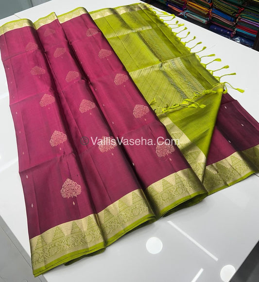 Pure Soft Silk Saree - Maroon & Green Combo - VVPSS048