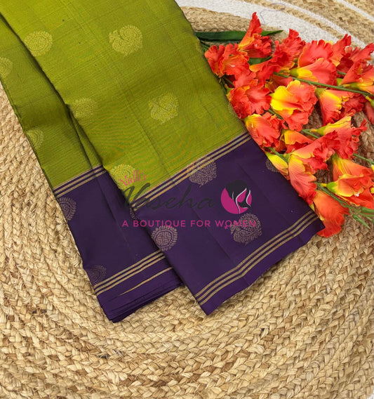 Half Mix - Pure Soft Silk Saree - Long Retta Petta Border with Butta - VVPSS105