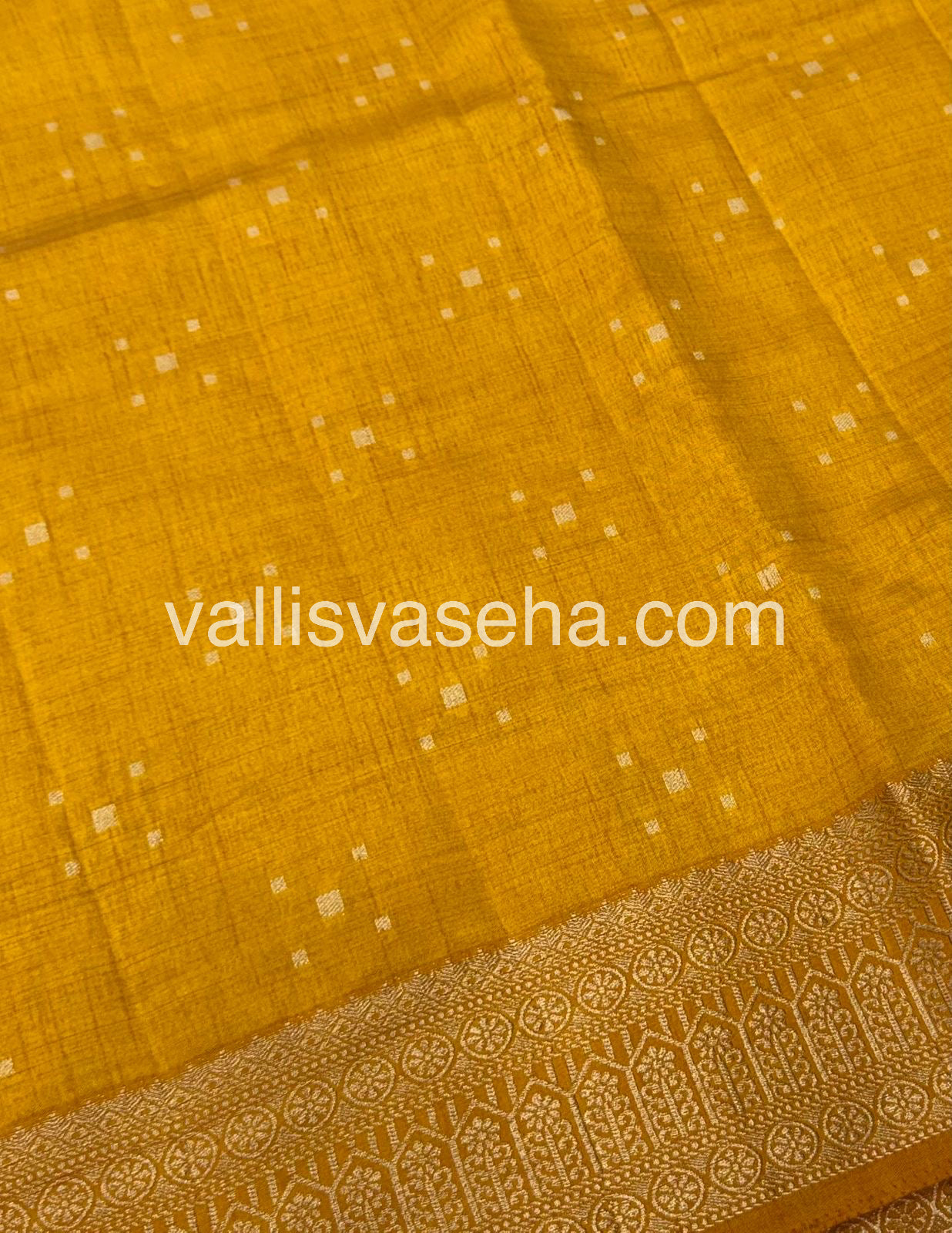 Semi Tussar Silk - Grand Pallu - Yellow Shade - VVSTS031