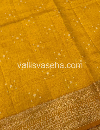 Semi Tussar Silk - Grand Pallu - Yellow Shade - VVSTS031