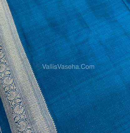 Banarasi - Heritage Silk - Semi Kathan Silk -Peacock Blue Shade - VVBHS010