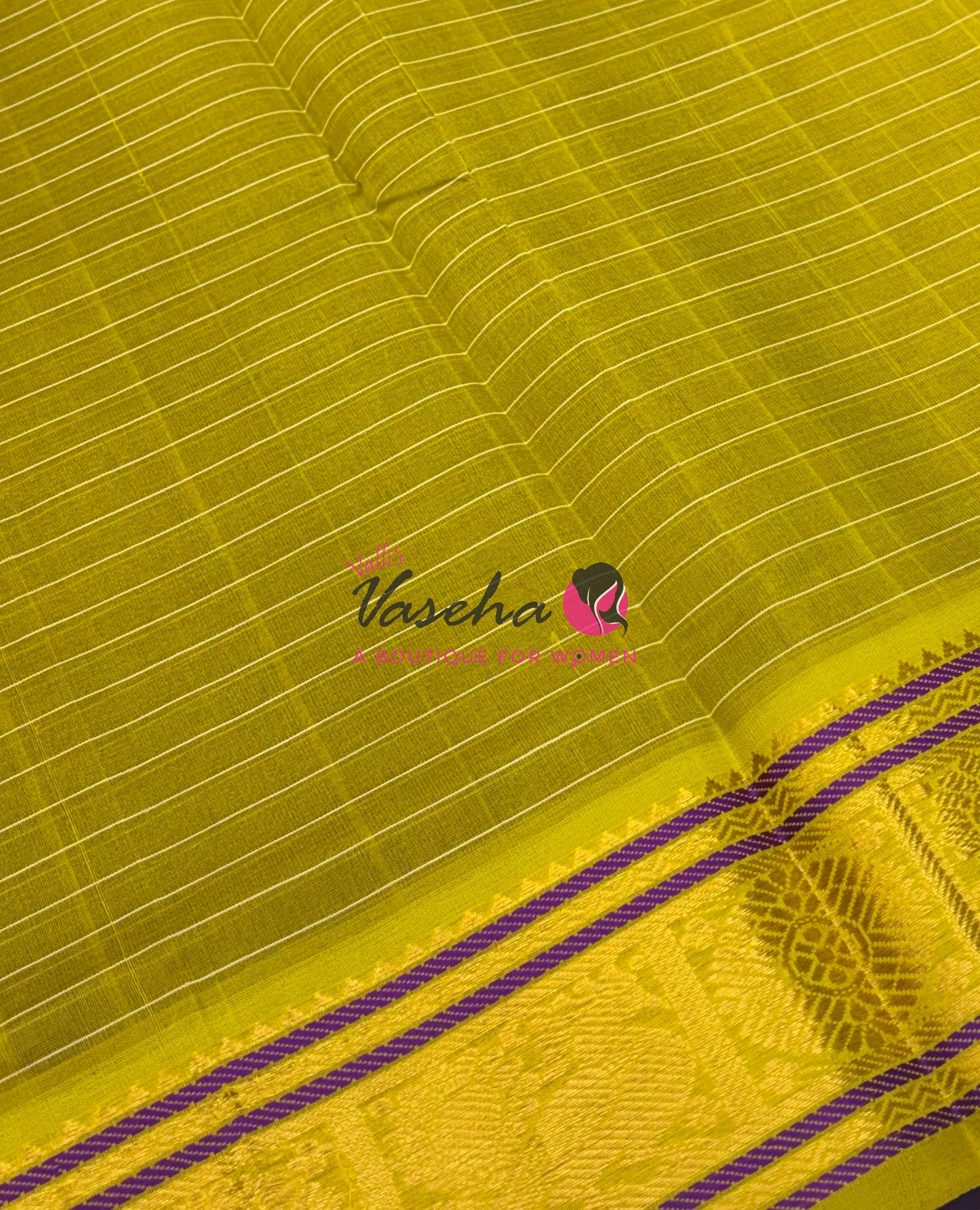 Pure Silk Cotton Saree - Purple With Yellow  - Lakshadeepam Design - VVPLD001