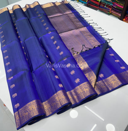 Pure Soft Silk Saree - Kanchi Border - Royal Blue Shade - VVPSS046