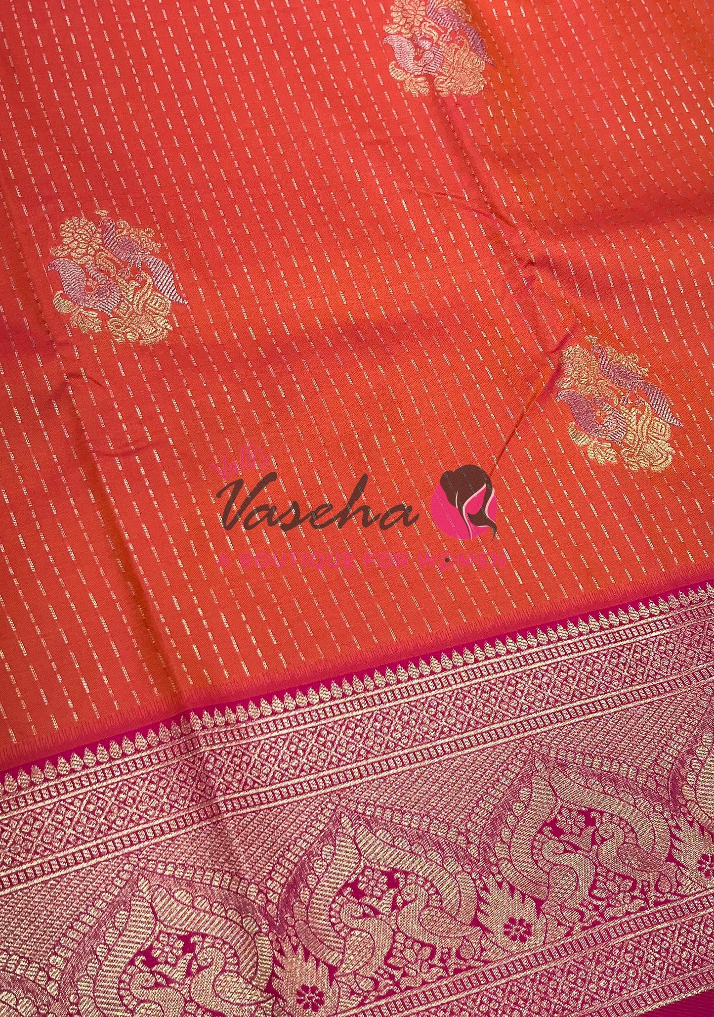 Semi Soft Silk - Orange With Pink- VVSSS036