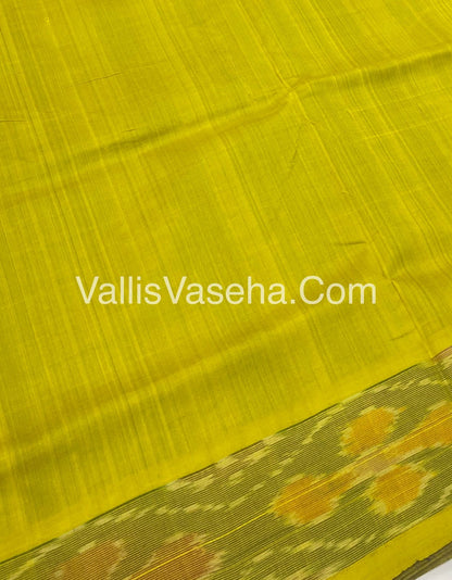 Semi Silk Cotton Saree - Blue & Yellow - VVSSC001