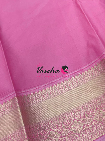 Semi Kanchi Silk  - Green & Pink - VVSKS007