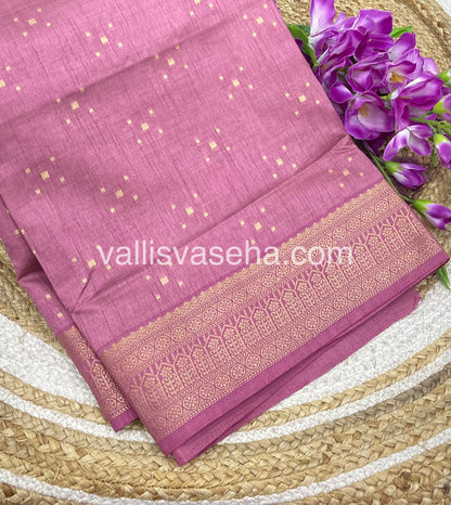 Semi Tussar Silk - Grand Pallu  - Onion Pink Shade - VVSTS031