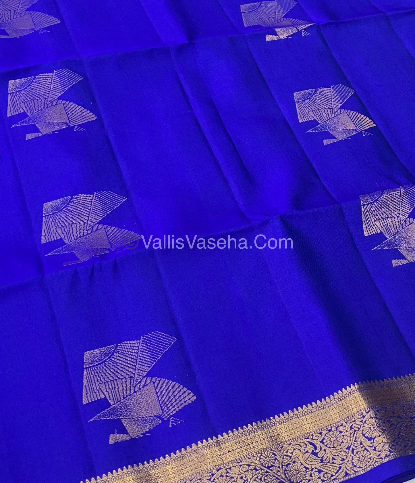 Pure Soft Silk Saree - Kanchi Border - Royal Blue Shade - VVPSS046