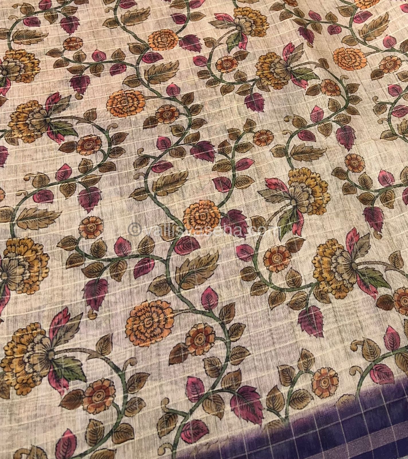 Semi Chanderi Saree - checks pattern - VVSCS002