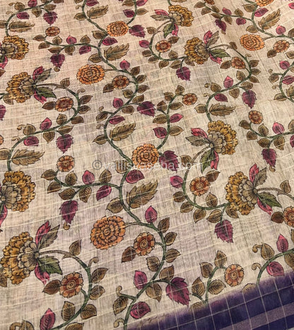 Semi Chanderi Saree - checks pattern - VVSCS002