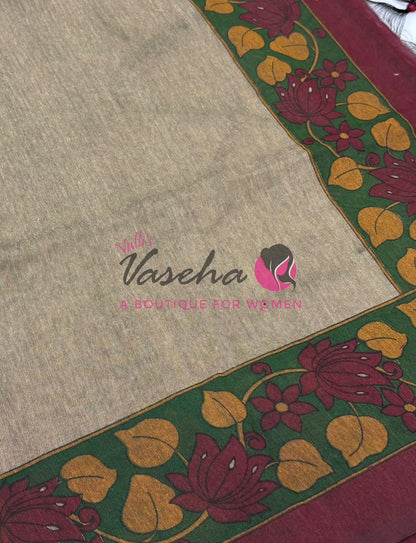 Handloom Cotton Sarees with Kalamkari Blouse - VVKCK003
