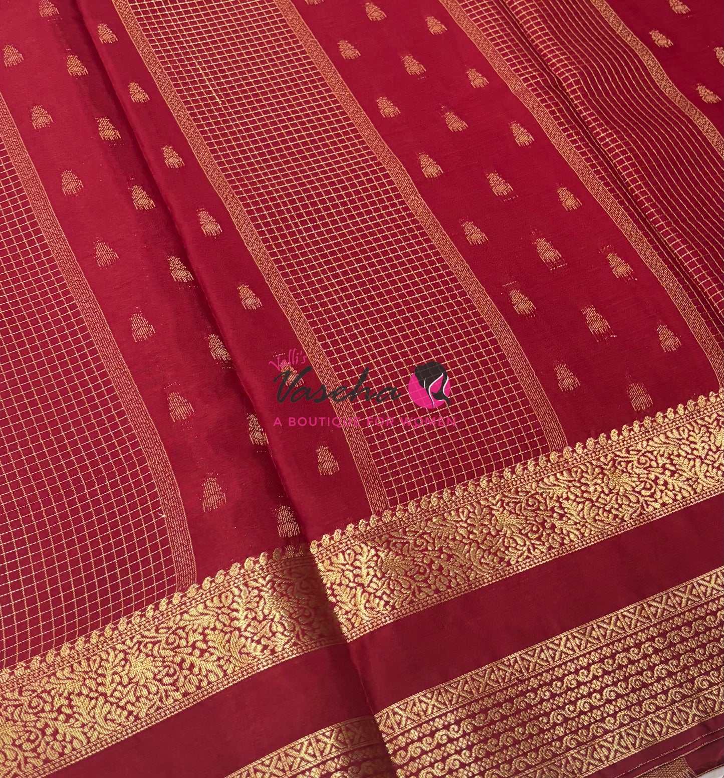 Semi Mysore Crepe Silk  - Maroon Shade - VVSMC004