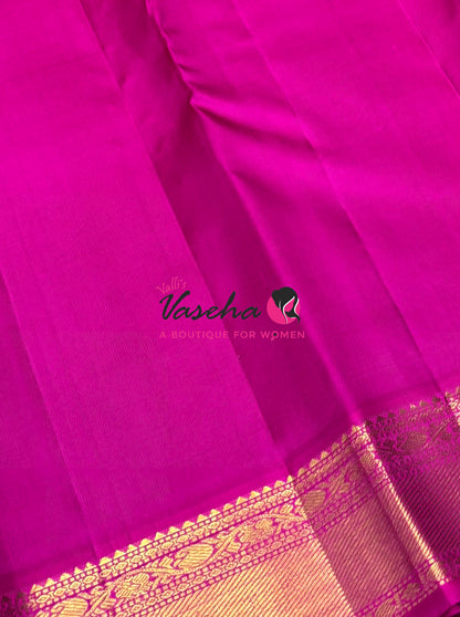 Pure Kanchipuram Silk Saree - Purplish Pink & Pink Combo  - VVPS025