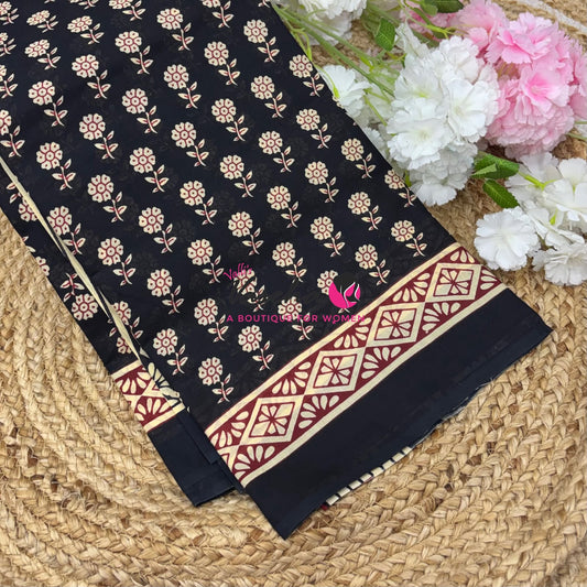 Pure Soft Mul Mul Cotton Sarees - Hand Block Prints - VVMMC011