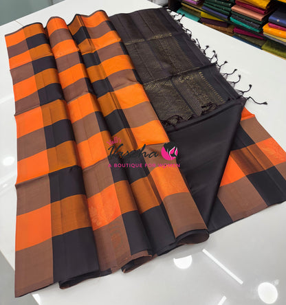 Half Mix - Pure Soft Silk Saree - Pazhum Pazhamum Checks - VVPSS157