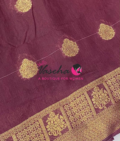 Semi Jute Silk Saree - Green With Maroon Shade- VVSJS002