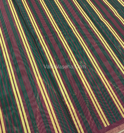 Semi Chanderi Saree - Green & Maroon Combo - VVSCS003