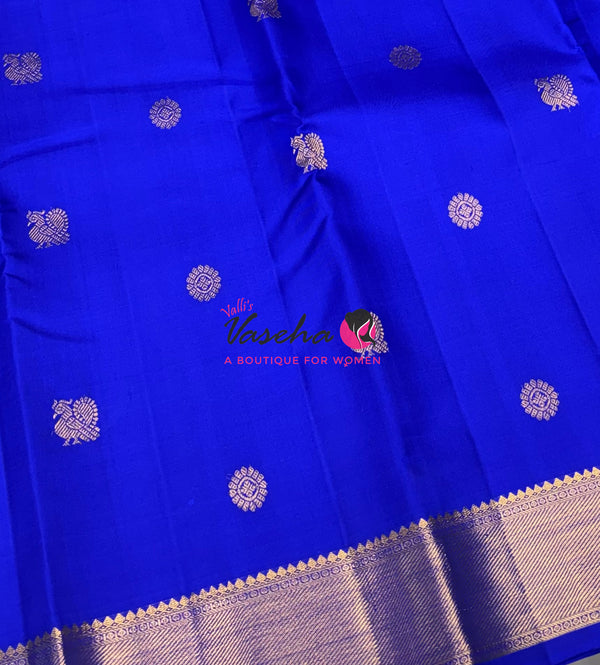 Pure Kanchipuram Silk Saree - Blue Shade - VVPS068