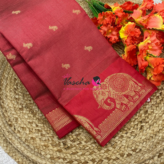 Semi Tussar Silk Saree | Red Shade |VVSTS060