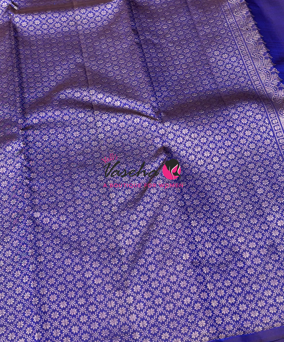Pure Kanchipuram Silk Saree - Violetish Blue Shade - VVPS054